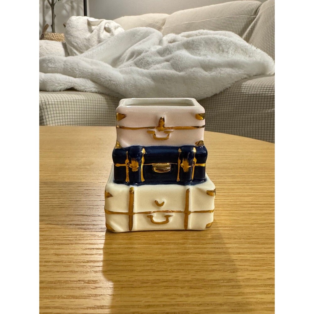 Cute Decorative Suitcase Shaped Ceramic Bud Vase Kate Aspen